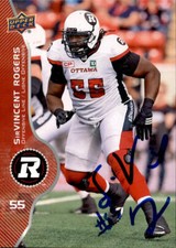 SirVincent Rogers Signed 2017 Upper Deck CFL Football card Ottawa Redblacks