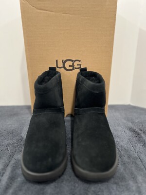 New UGG Classic Mini Boots Waterproof Suede Women's Size Black