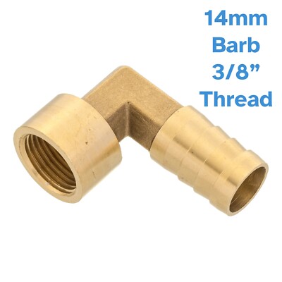 14mm Barbed Brass Elbow Pipe Fitting 3/8'' Inch BSP Female 90 Degree Connector