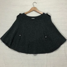 Like Love Cape Poncho Gray Knit Button Detail Top Women's Size Small