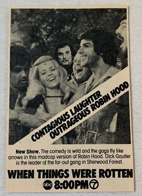 1975 small ABC tv ad~ WHEN THINGS WERE ROTTEN ~ contagious laughter