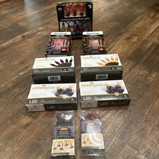 Lot 9 Halloween Lights Projector Mini LED Purple Orange Bat Spider Web Pumpkin