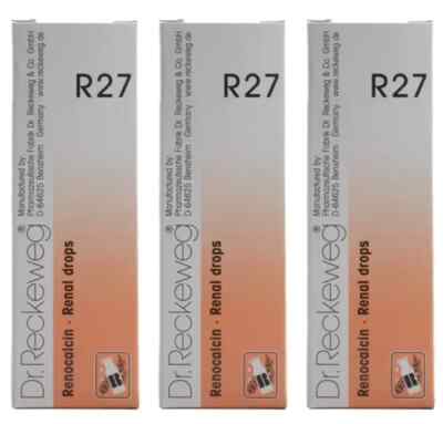 Dr Reckeweg R27 Drops 22ml (Pack of 3) Homeopathic Renal Calculi Drop