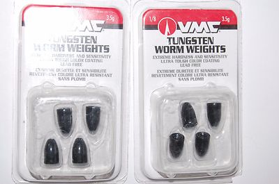 2 packs vmc tungsten bass texas rig worm sinker weight 1/8oz black tw18bk
