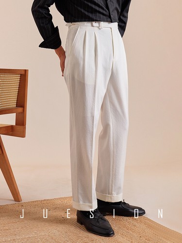 Summer Trousers Men's Breathable Straight Leg High Waist Business Casual Pants - Bild 8 von 9