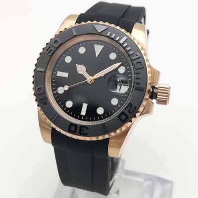 Custom Mod NH35 40mm Roségold/Schwarz Yacht Style Mod Uhrwerk Automatik 