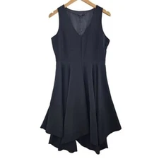 Metaphor Asymmetrical Black Sleeveless Fit & Flare Midi Dress 10