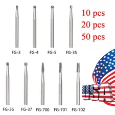 10-50Pcs Dental Round Carbide Steel Burs FG Bur Drills for High Speed Handpiece