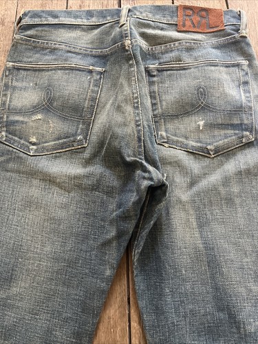 Jeans da uomo doppi rl RRL gamba dritta lavaggio a molla fredda taglia 32x32 nuovi divisi - Foto 8 di 10