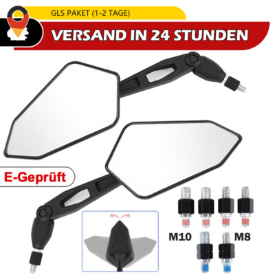 2x Spiegel Set Paar Spiegelset für Roller Motorrad Quad Universal M8 M10 Gewinde