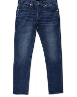 NEW MENS TRUE RELIGION JEANS Rocco Relaxed Skinny Dark Secret No Flap 42 x 32