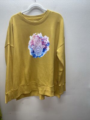 Multicolor Chakra Graphic Logo Third Eye Henna Pullover Sweatshirt Adult Size XL