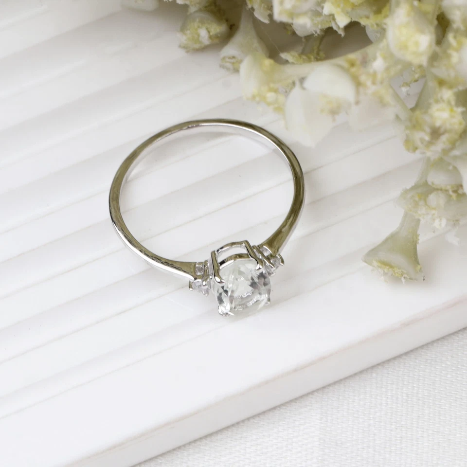 Verde Naturale Ametista Anello di Fidanzamento 925 Argento Sterling Artigianale - Immagine 2 di 4