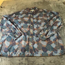 Duluth Trading Co Tropical Button Up Shirt Relaxed Fit Long Sleeve Mens XXL 2XL