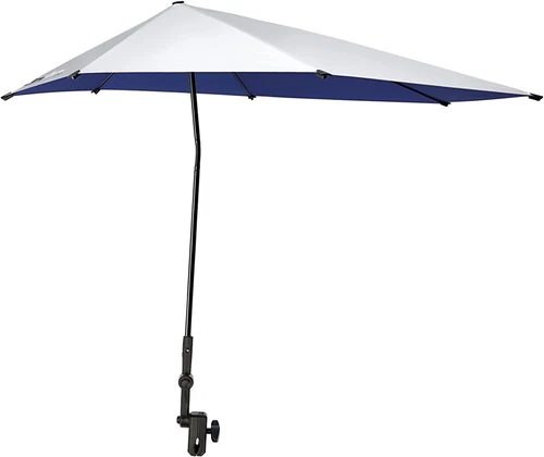 Adjustable Beach Umbrella with Universal Clamp Portable UPF 50+ UV Protection