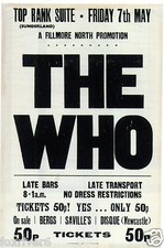 THE WHO Concert Flyer / Handbill Top Rank Suite, Sunderland - 7 May 1971 reprint