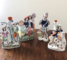 Antique Staffordshire Figurine Collection, 19th c, Scottish Highlander figures