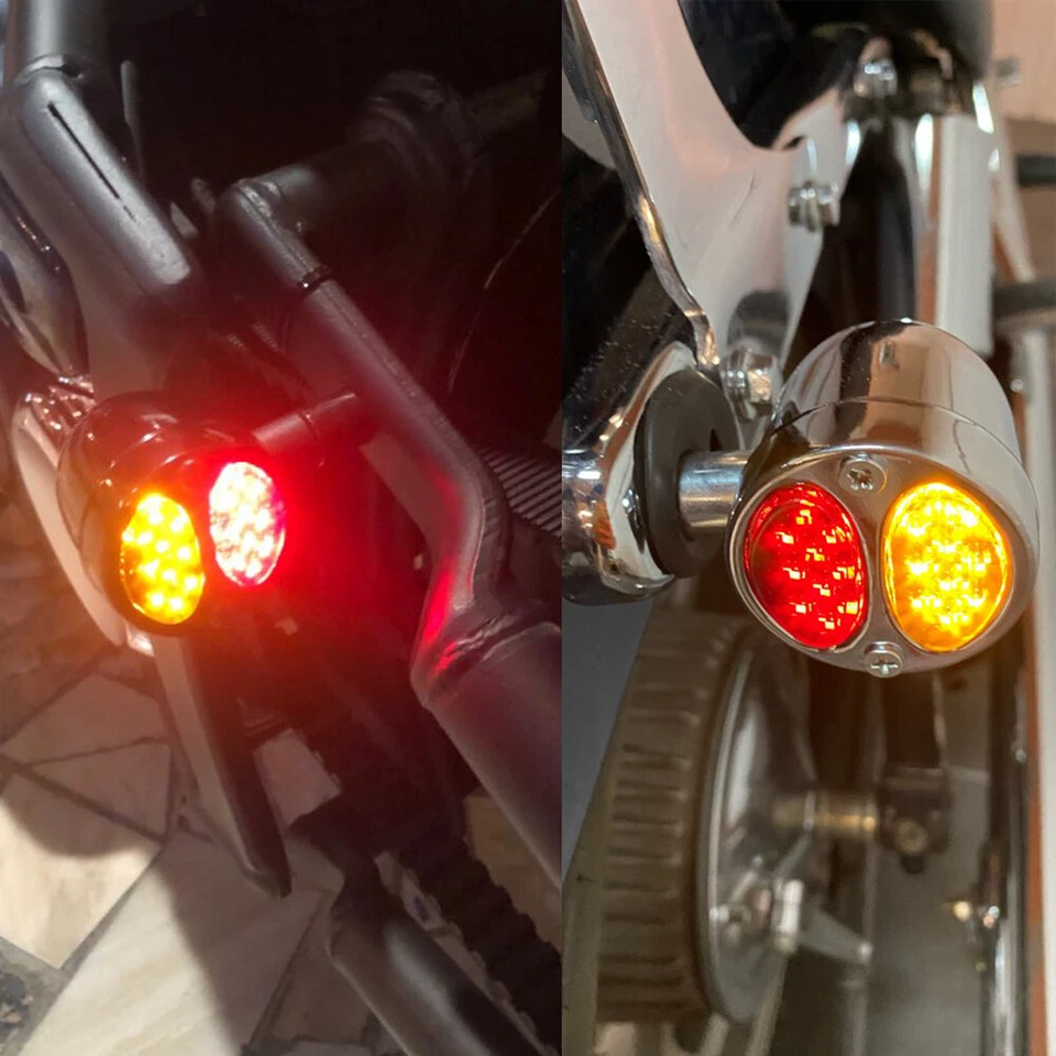 For Yamaha V Star 650 950 Chrome Motorcycle LED Blinker Brake Turn Signals Light - Image 4 of 4