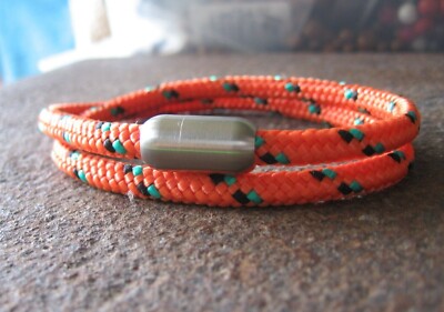 Armband Segelseil Wickel Surf Edelstahl orange Segeltau Männer Magnetverschluss