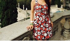 ZARA Flower printed Red Dress Size XS