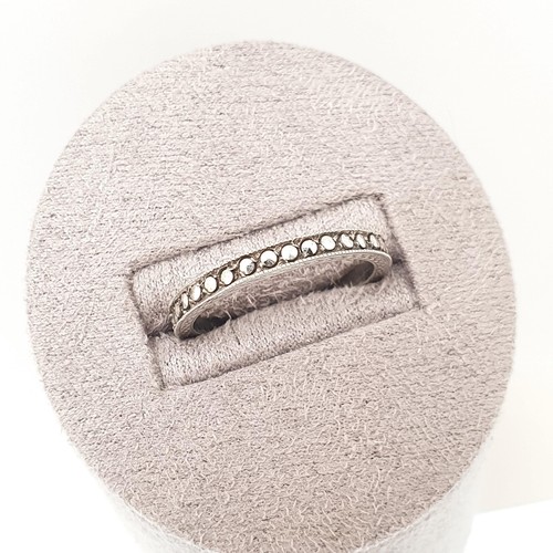 Antique Art Deco Marcasite Solid Silver Eternity Ring Full Band 1920s Stacking - Picture 2 of 8