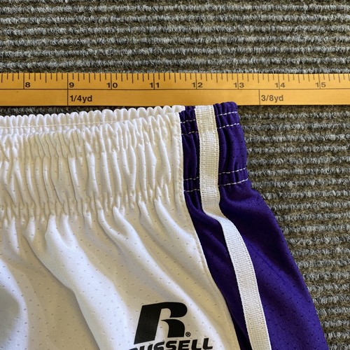 Pantalones cortos de baloncesto Russell para hombre S blancos con logotipo púrpura elásticos activos - Imagen 5 de 11