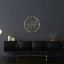 Decorazione da parete in metallo rapporto dorato, decorazione moderna unica per soggiorno, metallo 