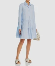 Fabiana Filippi Women's Blue Striped Abito Chemisier Shirt Dress Size 42