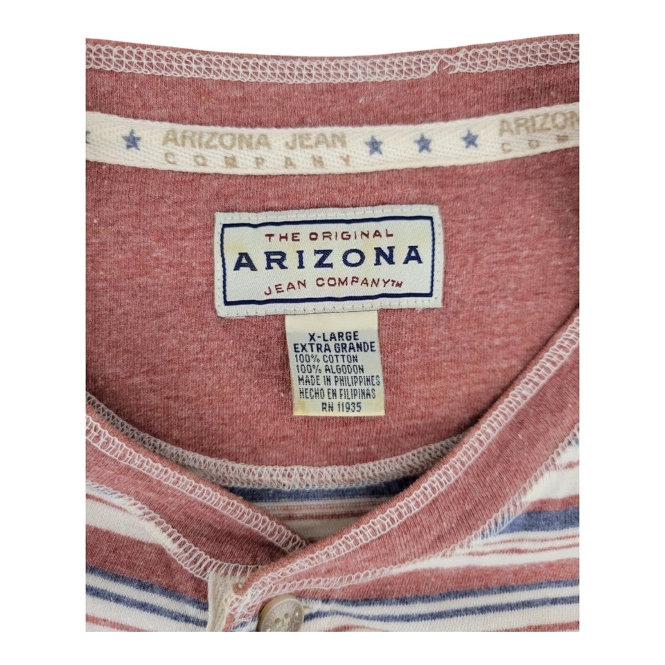 Arizona Jeans Company Henley Camisa Para Hombres Camiseta A Rayas Manga Corta Talla XL Foto 2 de 4