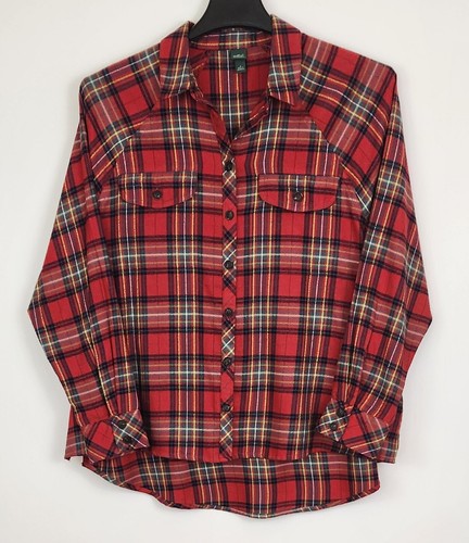 Wild Fable Womens Flannel Shirt Shacket Plaid Button Front Long Sleeve