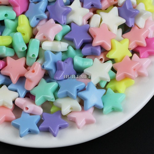 100 cuentas sueltas de estrella de pentagrama acrílico mixto de 13x13 mm para fabricación de joyas - Imagen 2 de 6