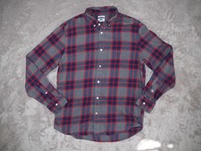 Old Navy Slim Fit Long Sleeve Button Down Red  Blue Plaid Shirt - Men's Large