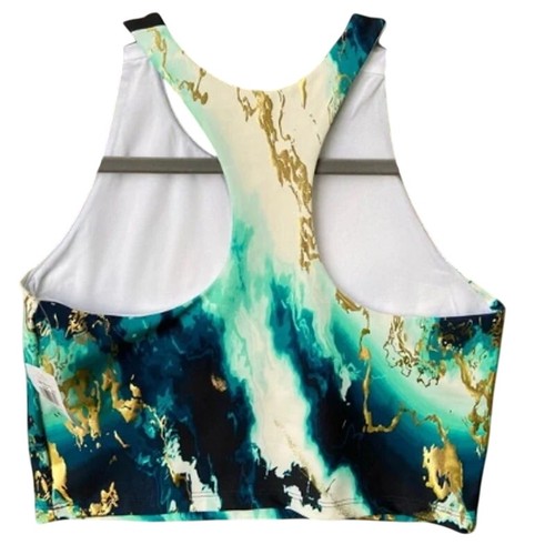 New Old Navy Active Girls Size XL (14-16) Blue Marble Racerback Sports Bra - Picture 2 of 4