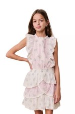 LoveShackFancy Girls Decker Dress Lilac Vanilla Floral Ruffle Cotton