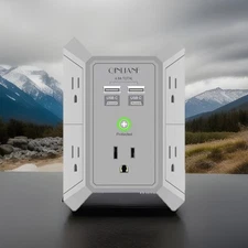Wall Charger, Surge Protector, QINLIANF 5 Outlet Extender with 4 USB Charging Po