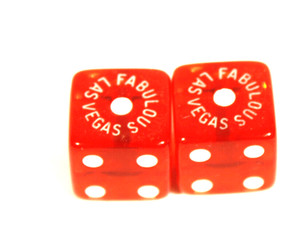 Las Vegas Red Dice Pair "Fabulous Las Vegas" Souvenir Collectible Gift
