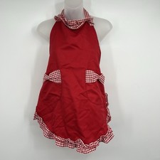 Vintage Style Red Gingham Detail Apron Retro Rockabilly Pinup Country Cottage