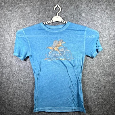 Lucky Brand Venice Burnout T-Shirt Women's S Blue Coyote Rider Casual Streetwear