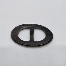 Vintage Genuine Horn Oval Scarf Ring Slide Dark Tone Natural Buffalo Horn 970