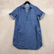 Ann Taylor LOFT Dress Womens Size Medium Blue Chambray Outlet Lounge Pockets