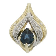 Sapphire diamond pendant 585 14 carat gold gemstone jewelry blue H14.1186