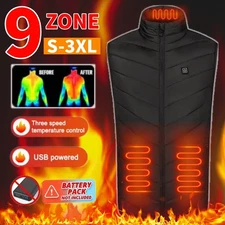 Men Women Heated Vest Top Winter Warm USB Charging Smart Electric Jacket 9 Zones