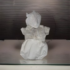Vintage 2 Piece Baby Boy Baptism  Christening Outfit 0-6 W/bonnet.