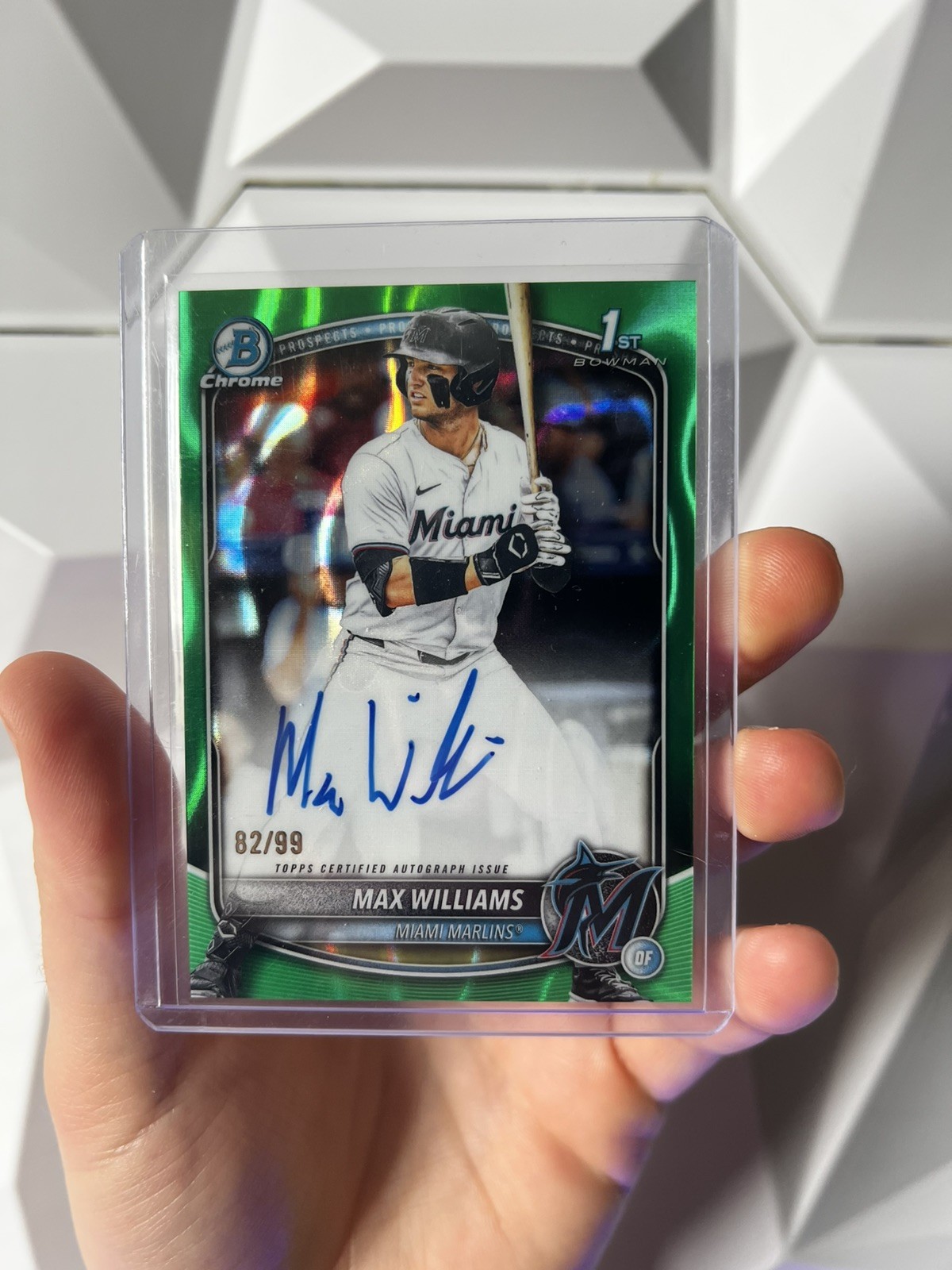 2025 Bowman Draft Chrome Max Williams Auto Green Lava Refractor /99