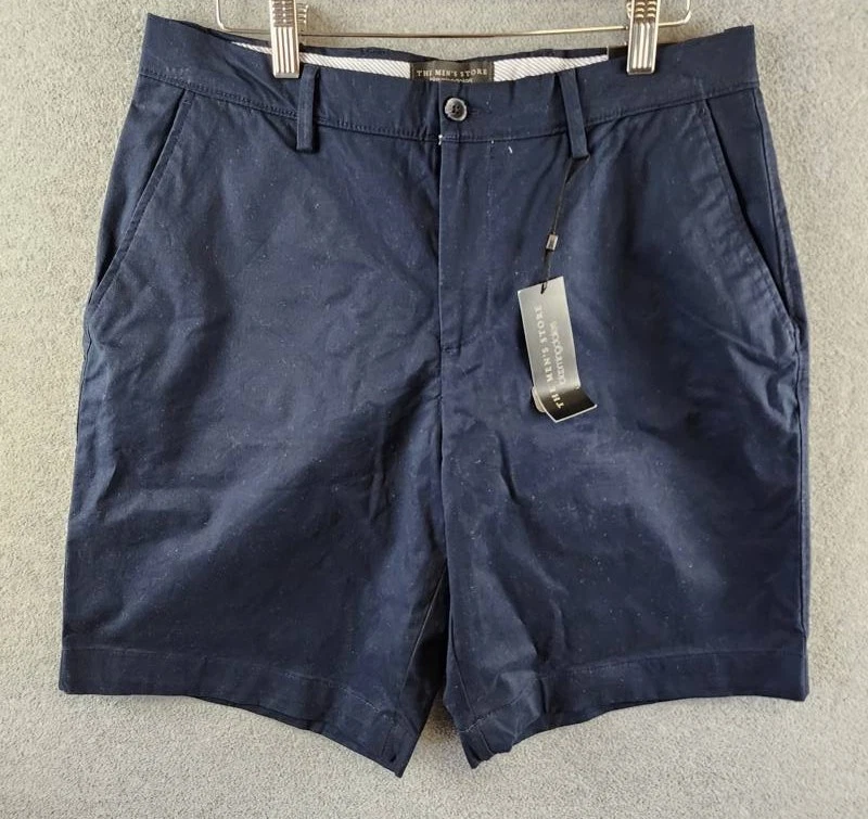 The Men's Store at Bloomingdale's Twill Regular Fit Shorts 32 Navy Zip/Button