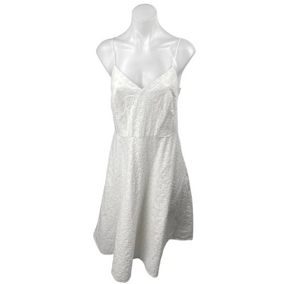 Context White Embroidered Eyelet V-neck Sleeveless Cami Camisole A-line Dress 12
