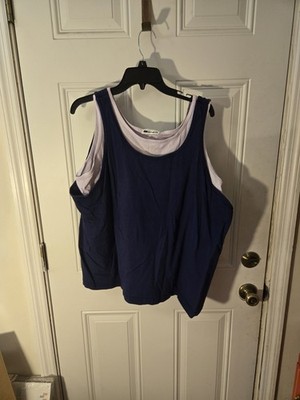 Vintage Jacques Moret 100% Dual Layered Tank Top Navy Purple Size 2x