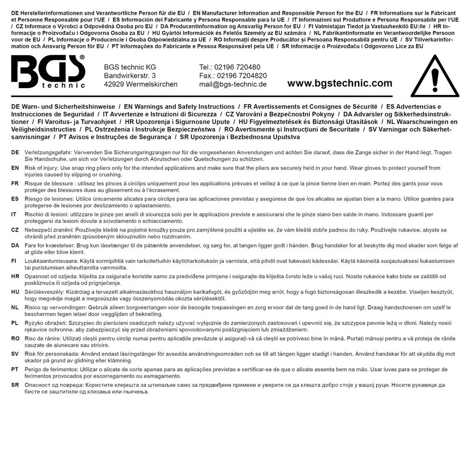 BGS XXL Sicherungsring Zange Satz Sprengringzange Sprengring Sicherungsringzange - Bild 2 von 2