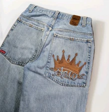 Baggy JNCO Big Crowns 31x30 Brown Embroidery