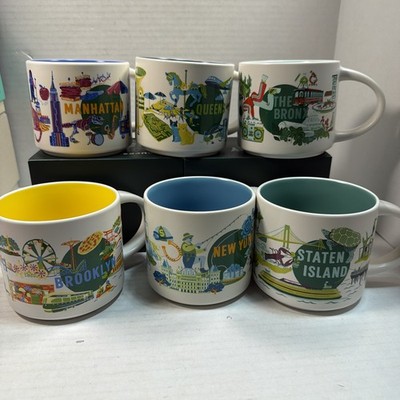 Starbucks Mugs Lot of 6: NY, Manhattan, Queens, Brooklyn, Bronx, Staten Is mugs